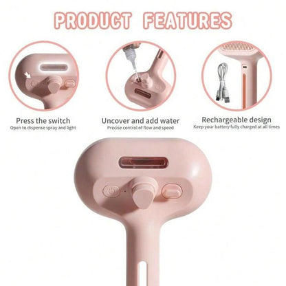 3 in 1 Cat Steam Brush, Pet Spray Hair Removal Comb for Shedding & Grooming, Water Brush for Cats Dogs Small Animals Long Short Haired with One-Click Release Button(White)