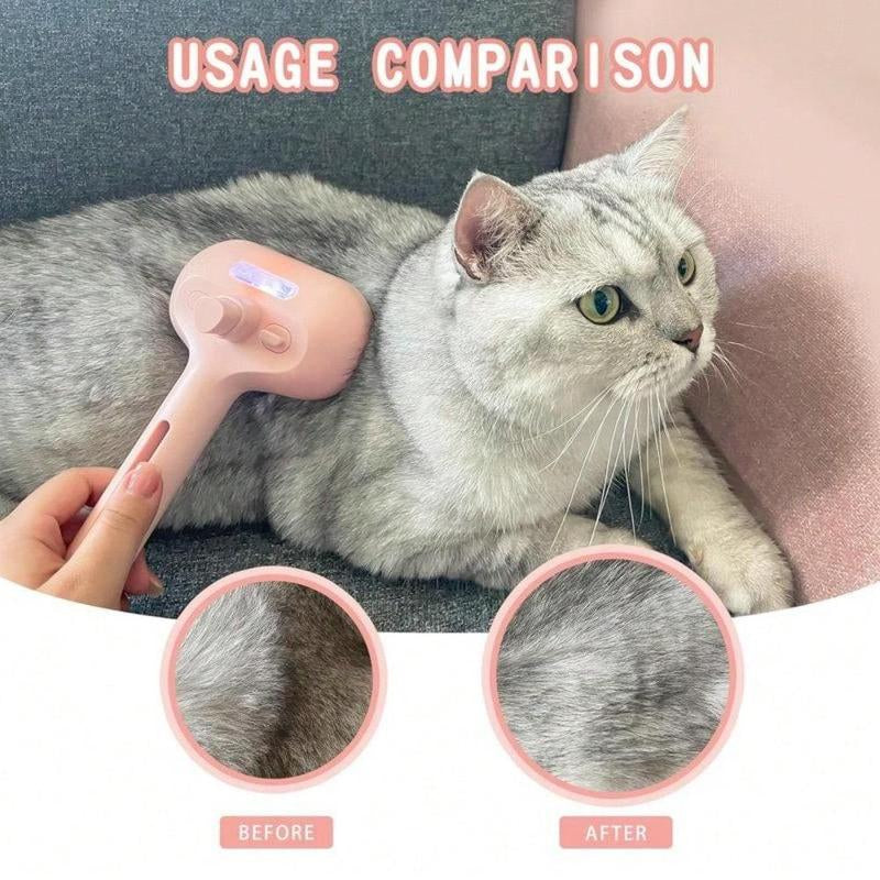 3 in 1 Cat Steam Brush, Pet Spray Hair Removal Comb for Shedding & Grooming, Water Brush for Cats Dogs Small Animals Long Short Haired with One-Click Release Button(White)