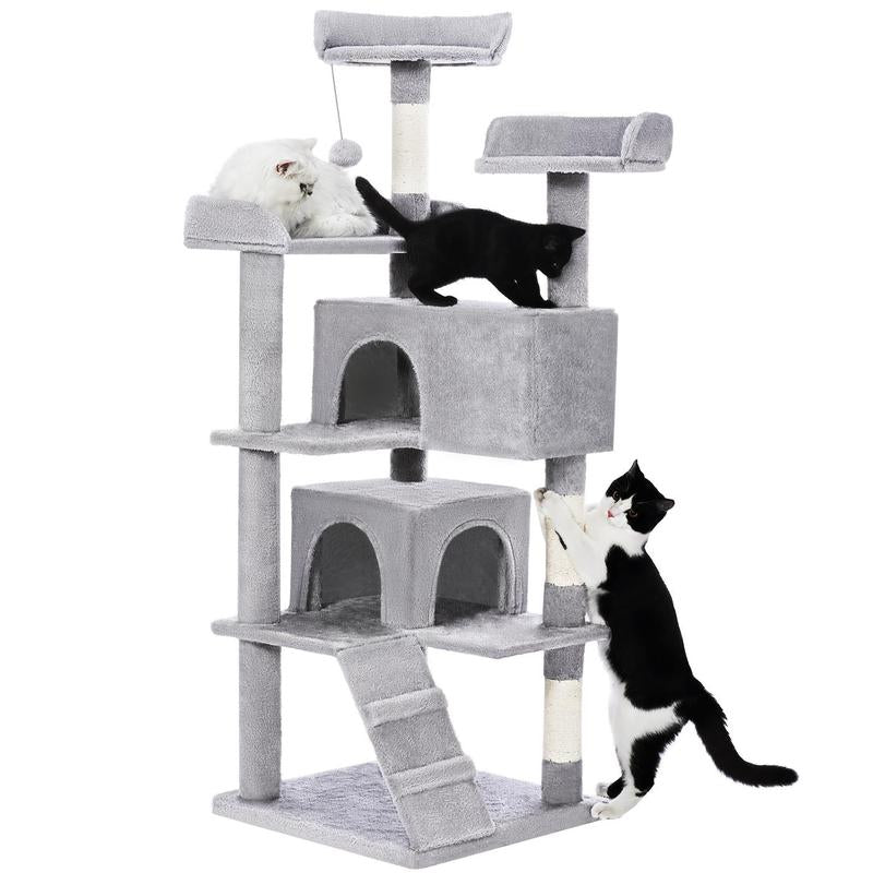 MADE 4 PETS Cat Tree 54-Inch Contemporary Design with Sisal Scratching Post & Climbing Ladder for Small Medium Cats Play House Condo