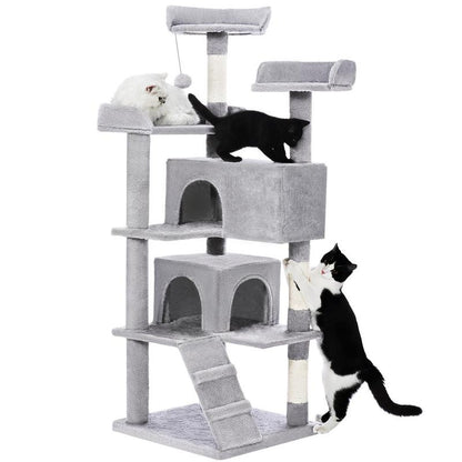 MADE 4 PETS Cat Tree 54-Inch Contemporary Design with Sisal Scratching Post & Climbing Ladder for Small Medium Cats Play House Condo