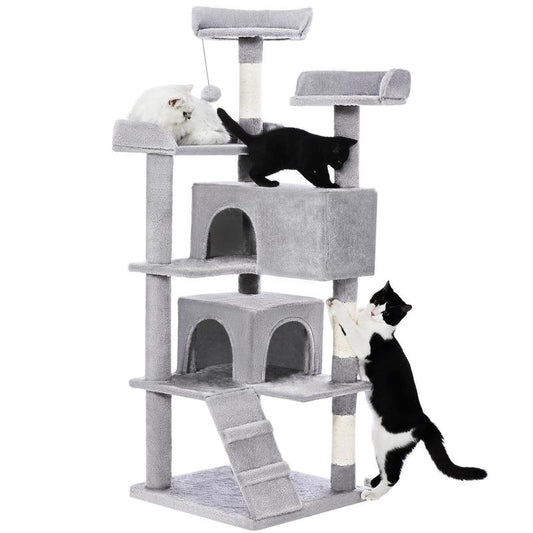MADE 4 PETS Cat Tree 54-Inch Contemporary Design with Sisal Scratching Post & Climbing Ladder for Small Medium Cats Play House Condo