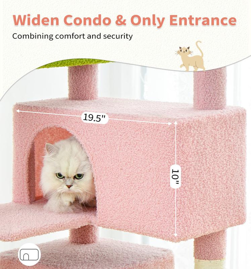 MADE 4 PETS Cat Tree 54-Inch Contemporary Design with Sisal Scratching Post & Climbing Ladder for Small Medium Cats Play House Condo