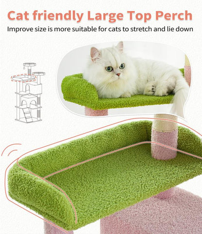 MADE 4 PETS Cat Tree 54-Inch Contemporary Design with Sisal Scratching Post & Climbing Ladder for Small Medium Cats Play House Condo