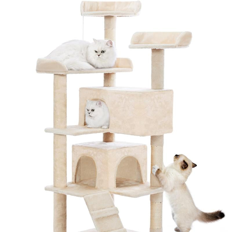 MADE 4 PETS Cat Tree 54-Inch Contemporary Design with Sisal Scratching Post & Climbing Ladder for Small Medium Cats Play House Condo