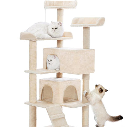 MADE 4 PETS Cat Tree 54-Inch Contemporary Design with Sisal Scratching Post & Climbing Ladder for Small Medium Cats Play House Condo